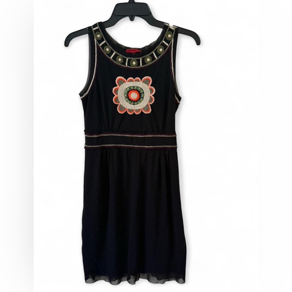 Vivienne Tam Black Dress with Colorful Embroidery